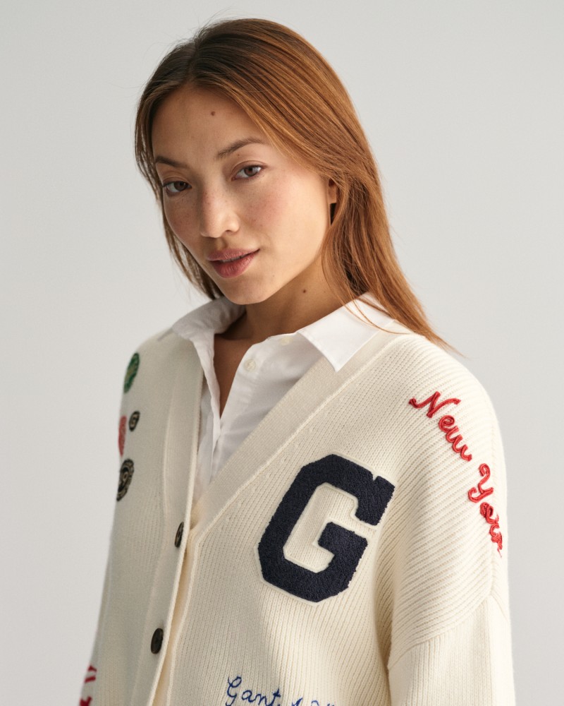 GANT VARSITY CROPPED CARDIGAN