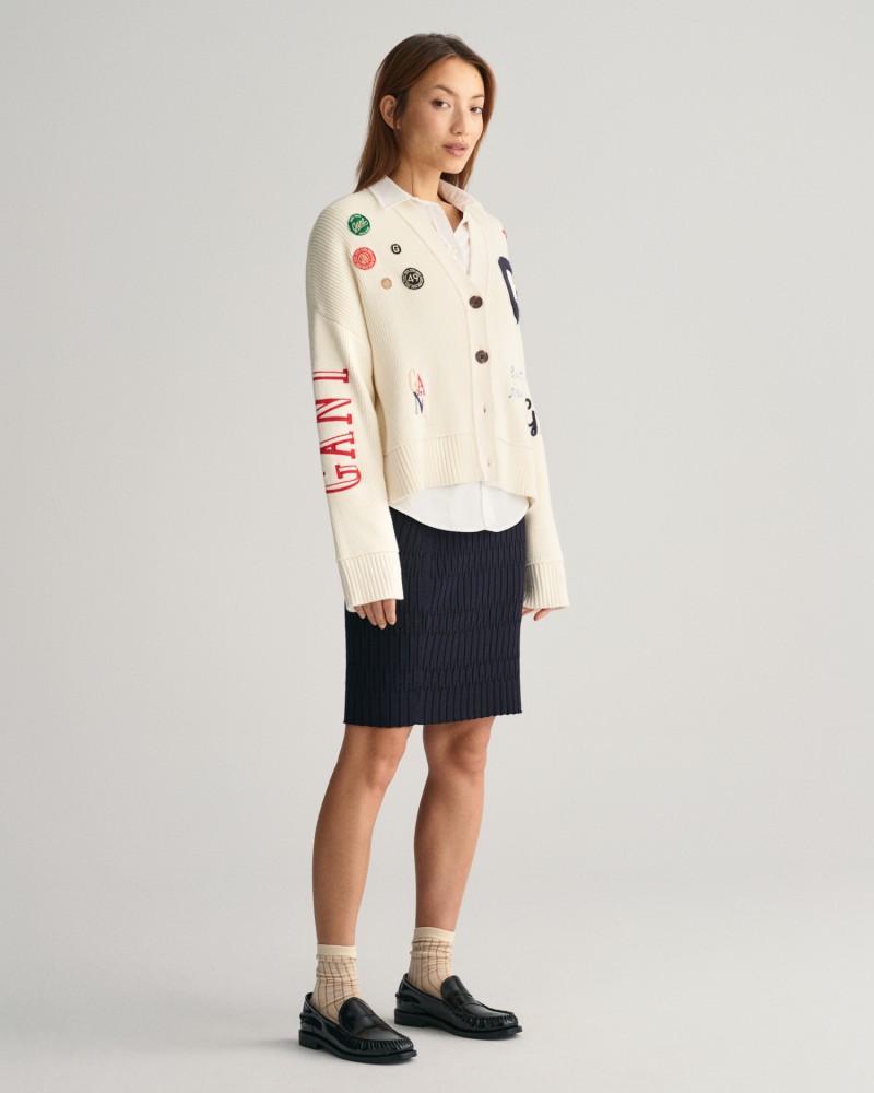 GANT VARSITY CROPPED CARDIGAN