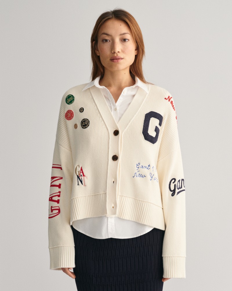 GANT VARSITY CROPPED CARDIGAN