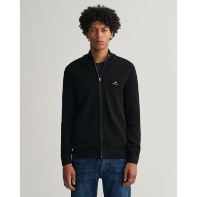 COTTON PIQUE ZIP CARDIGAN