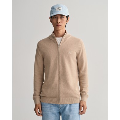 COTTON PIQUE ZIP CARDIGAN