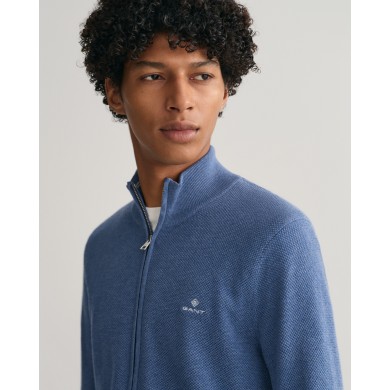 COTTON PIQUE ZIP CARDIGAN