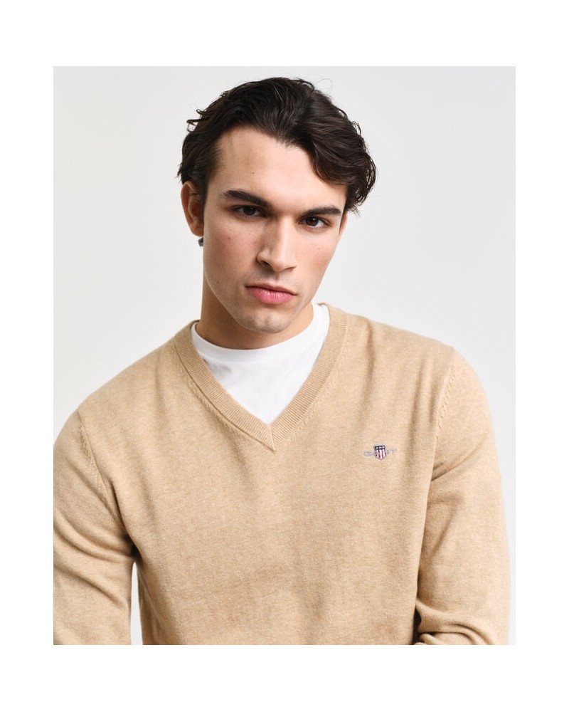 Pull col V en coton classique
