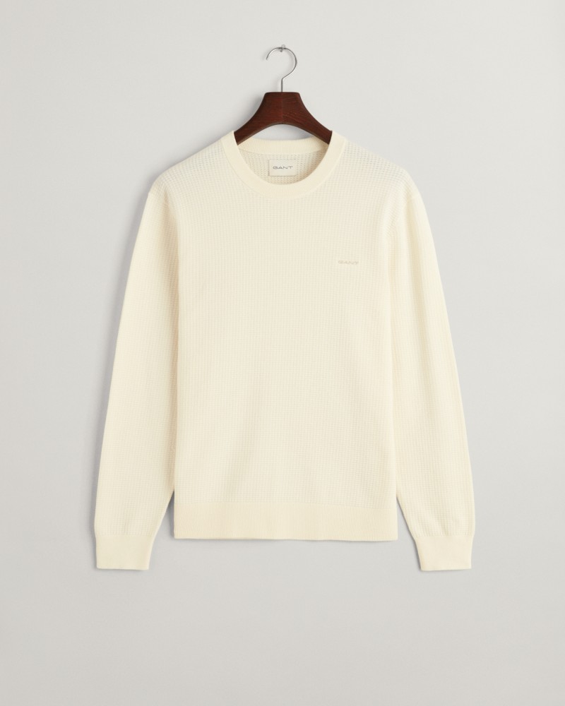 TEXTURED COTTON C-NECK