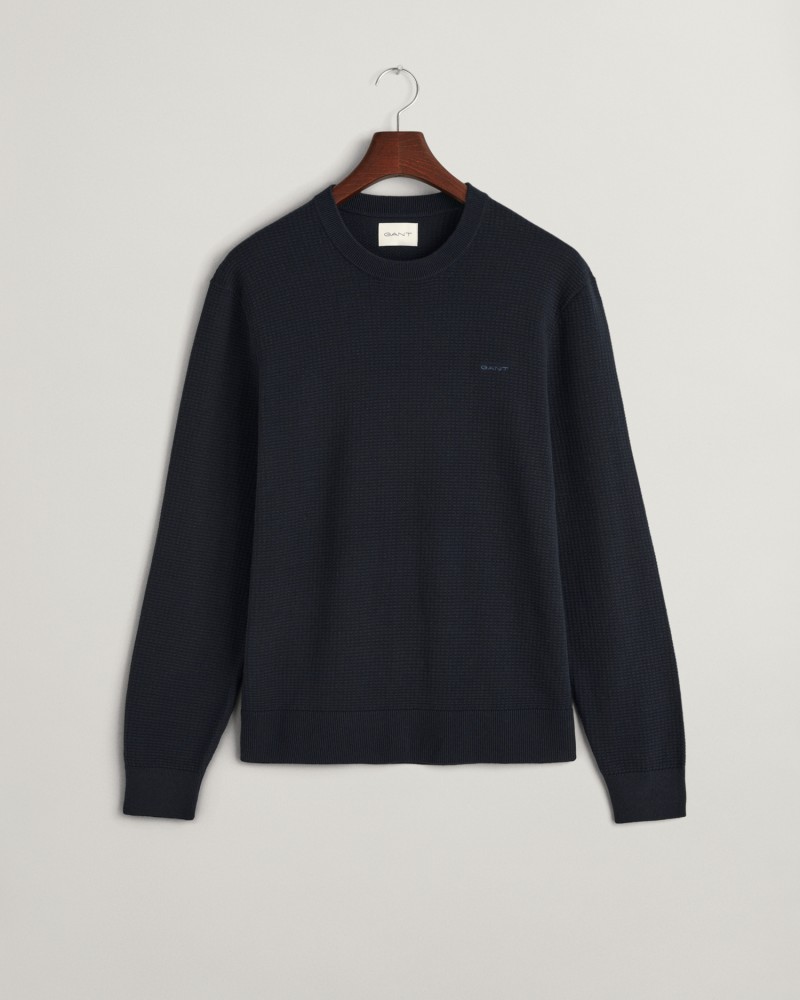 TEXTURED COTTON C-NECK