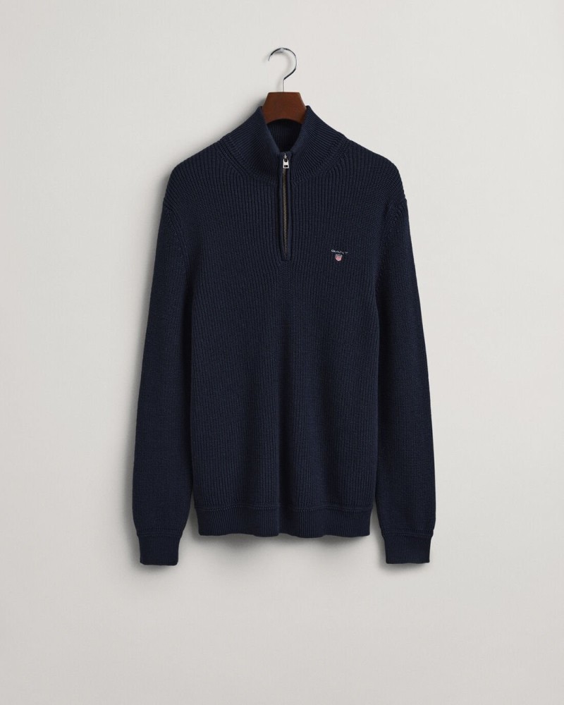 COTTON WOOL RIB HALF ZIP