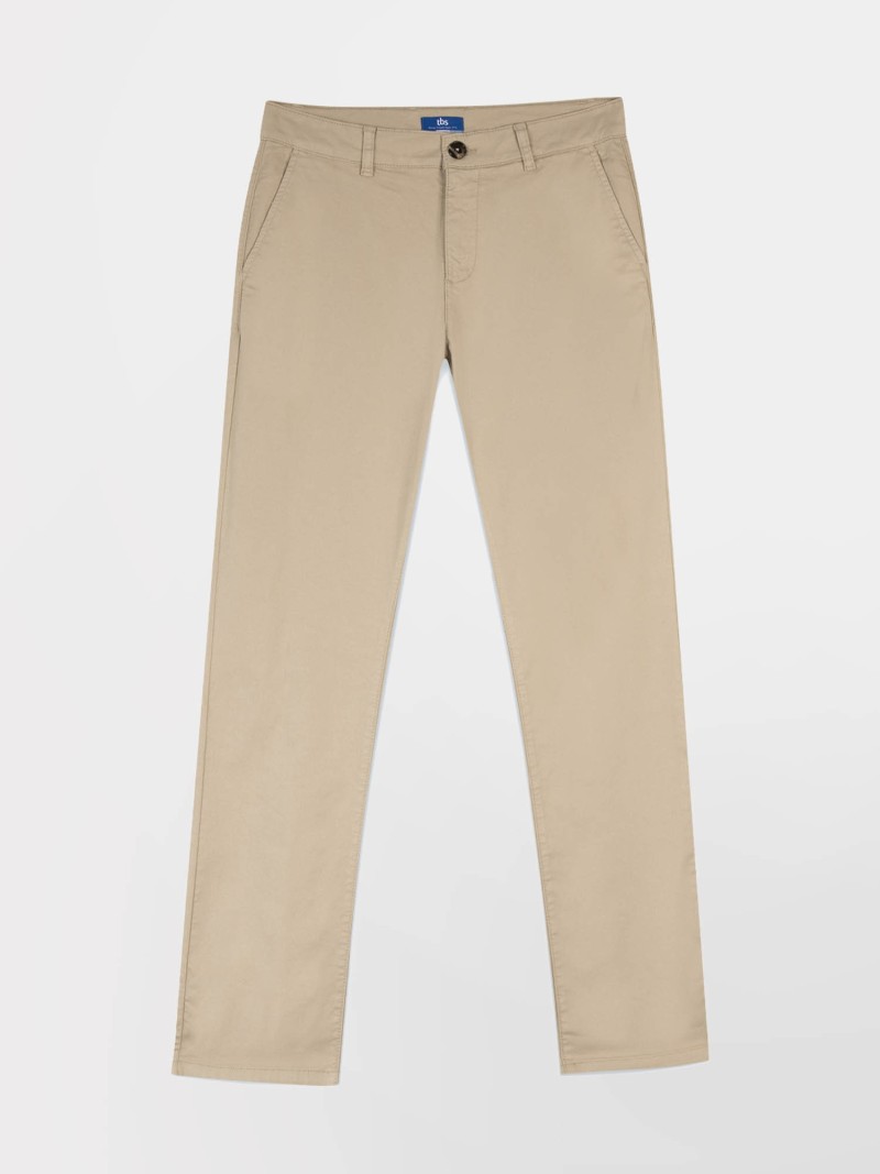   Pantalon Chino Homme Coton Stretch Beige  