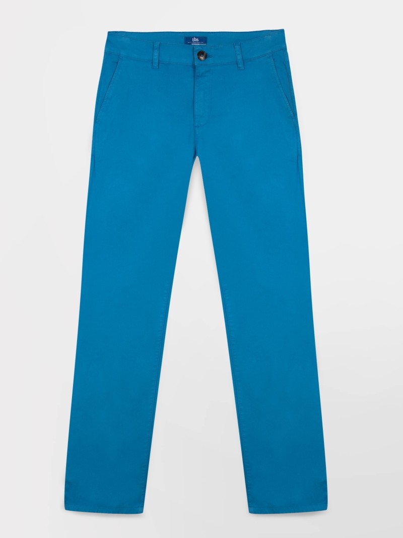   Pantalon Chino Homme Coton Stretch Bleu  