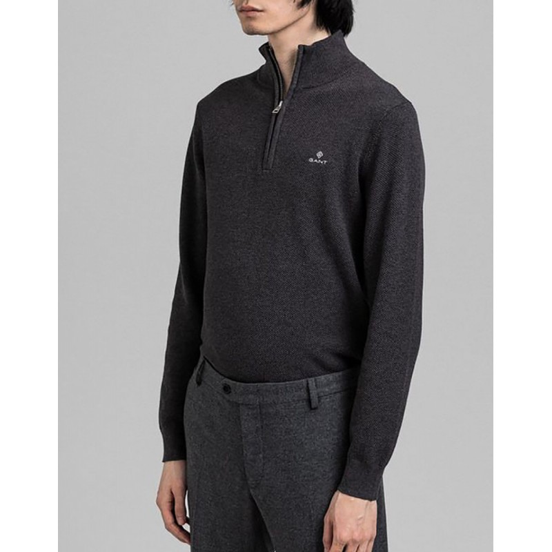 COTTON PIQUE HALF ZIP