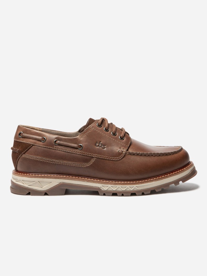 Chaussures Bateau Homme Semelle Epaisse Cuir Lisse Marron