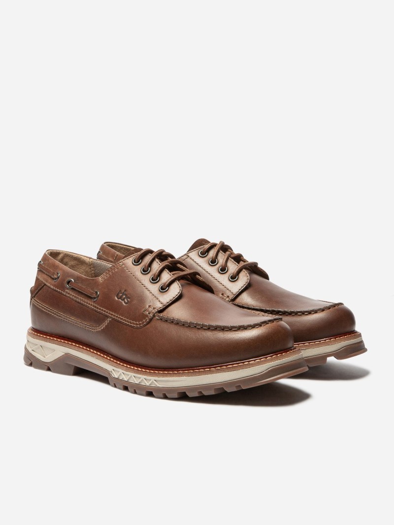 Chaussures Bateau Homme Semelle Epaisse Cuir Lisse Marron