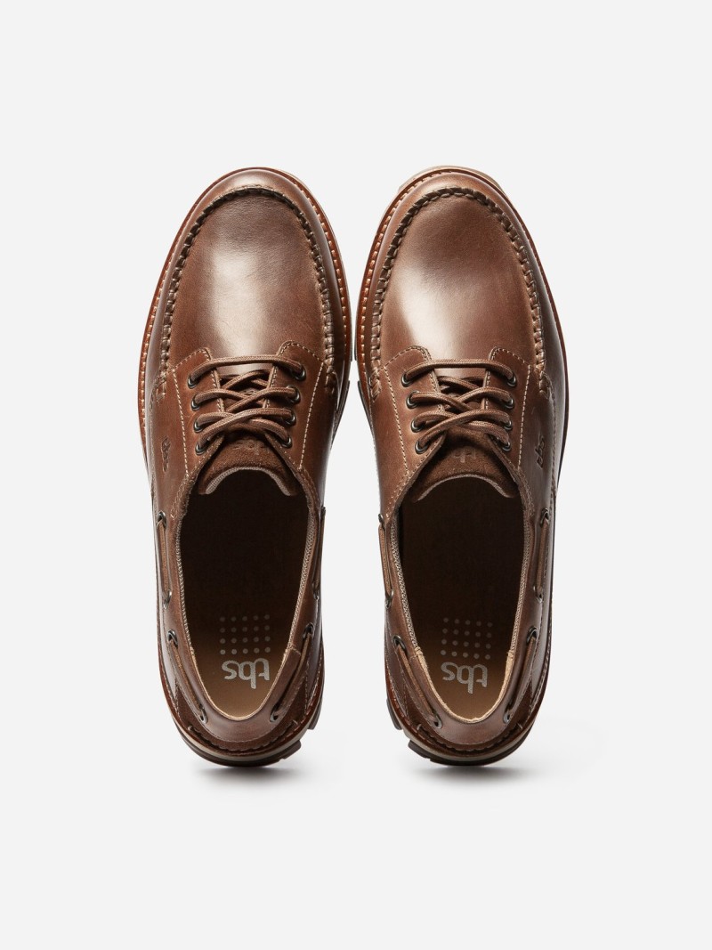 Chaussures Bateau Homme Semelle Epaisse Cuir Lisse Marron