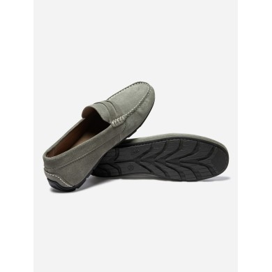   Mocassins Homme Confort Cuir Velours Kaki  