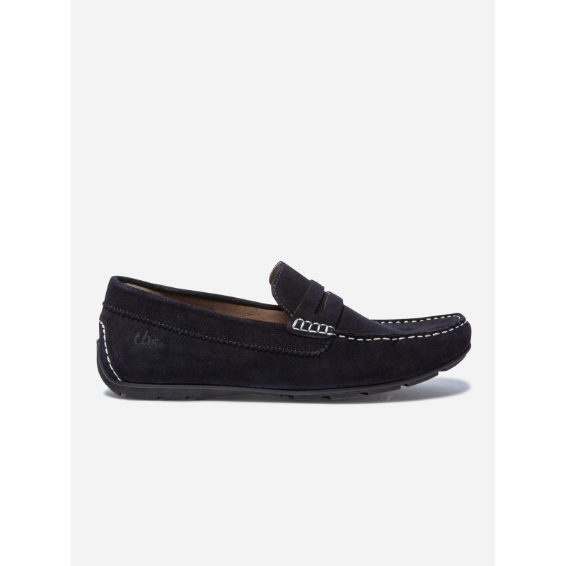   Mocassins Homme Confort Cuir Velours Marine  