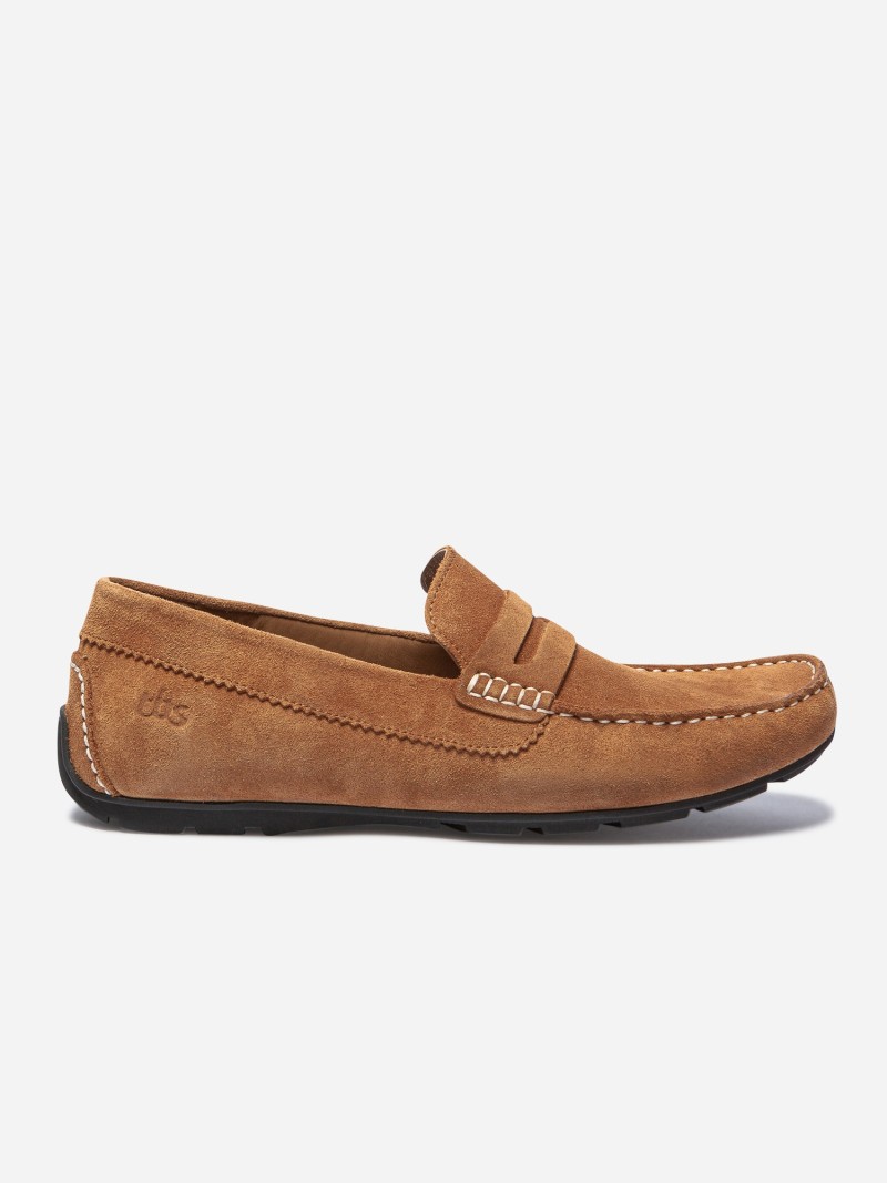   Mocassins Homme En Cuir Velours Camel  