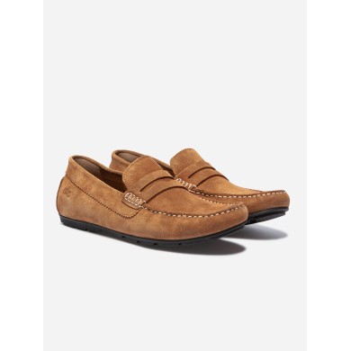   Mocassins Homme En Cuir Velours Camel  