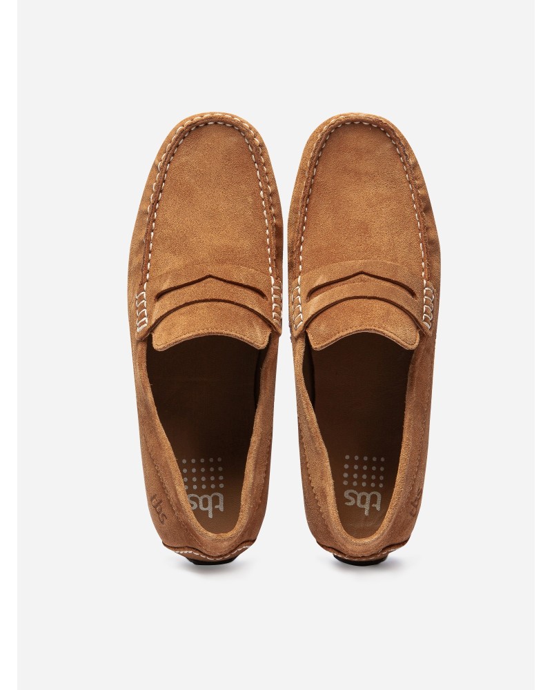   Mocassins Homme En Cuir Velours Camel  