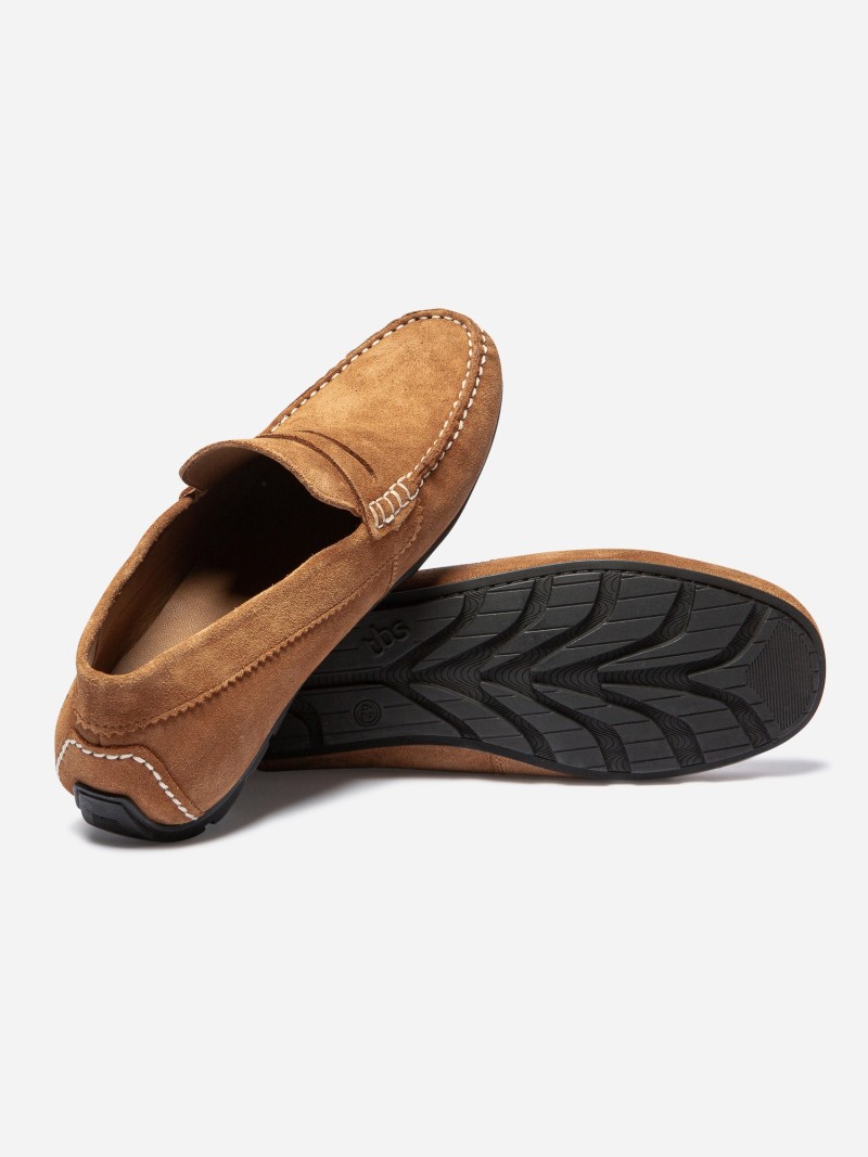   Mocassins Homme En Cuir Velours Camel  