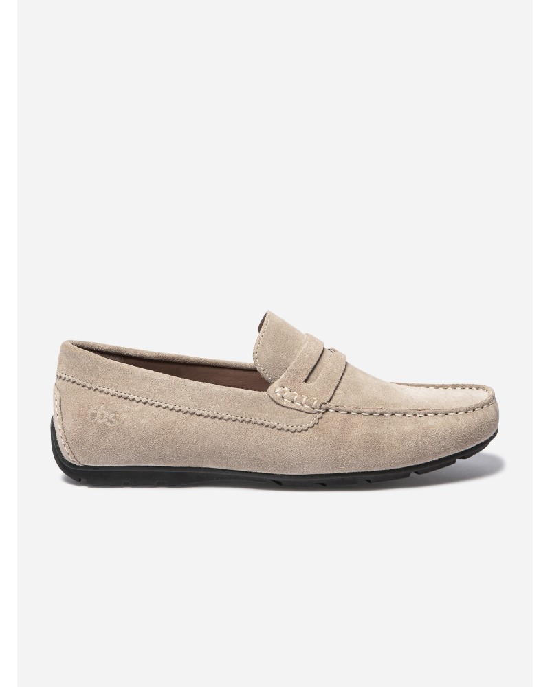 Mocassins Homme En Cuir Velours Beige