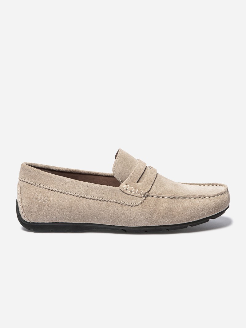 Mocassins Homme En Cuir Velours Beige