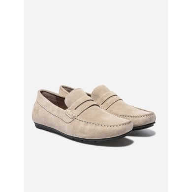 Mocassins Homme En Cuir Velours Beige