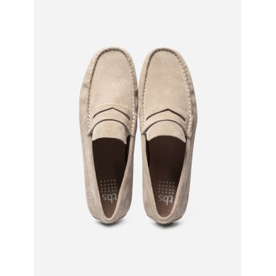 Mocassins Homme En Cuir Velours Beige