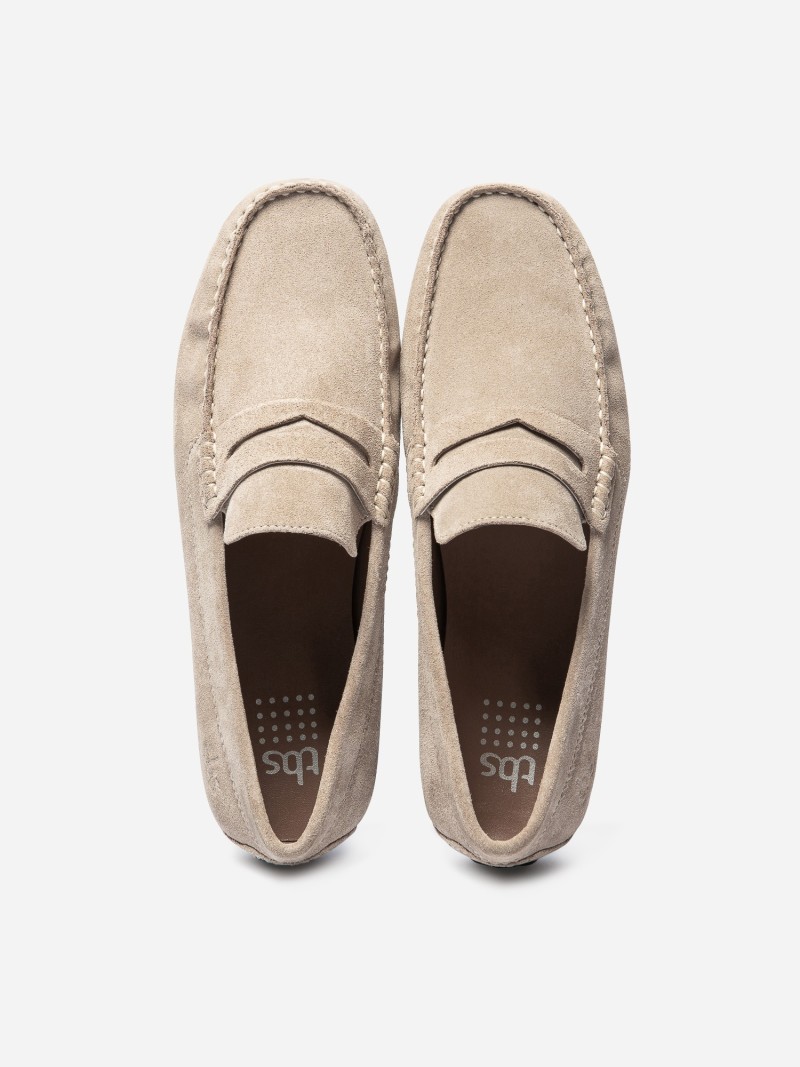 Mocassins Homme En Cuir Velours Beige