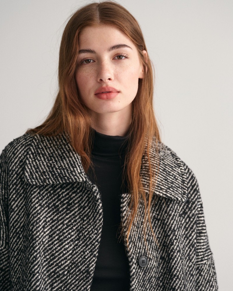 PATTERN CROPPED WOOL JACKET