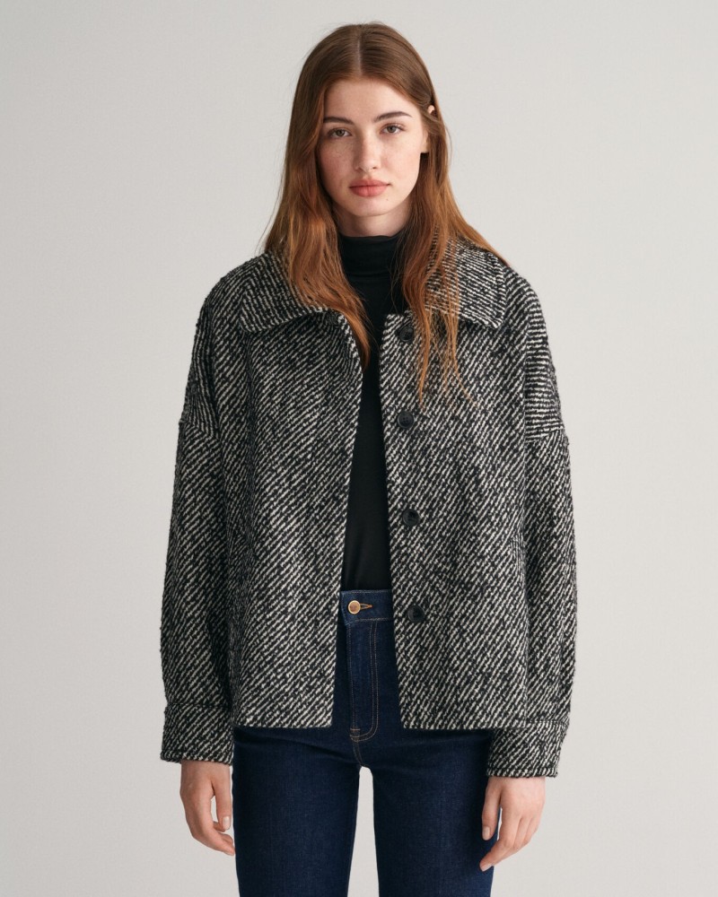 PATTERN CROPPED WOOL JACKET