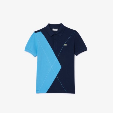 Polo avec motif losange en mini Piqué