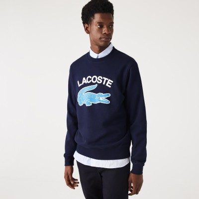 Sweatshirt homme Lacoste col rond imprimé crocodile