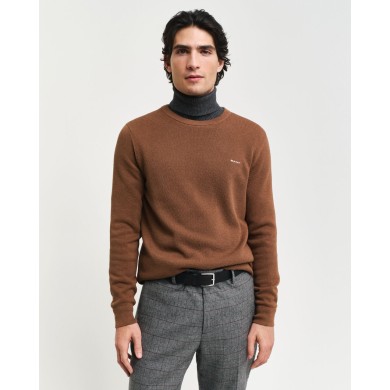 Cotton Piqué Crew Neck Sweater