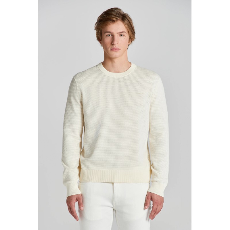 TEXTURED COTTON C-NECK