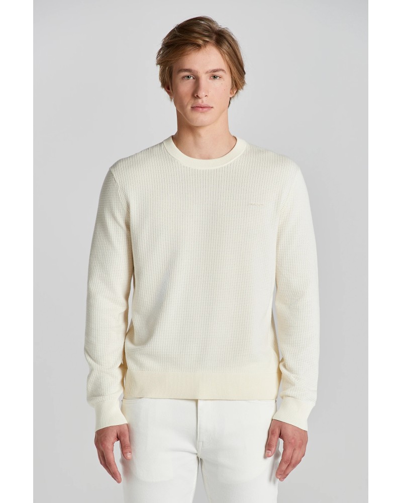 TEXTURED COTTON C-NECK