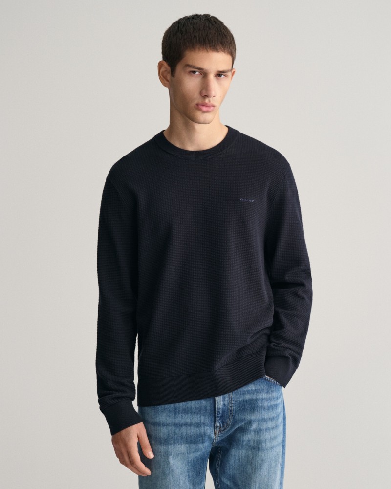 TEXTURED COTTON C-NECK