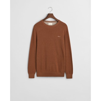 Cotton Piqué Crew Neck Sweater