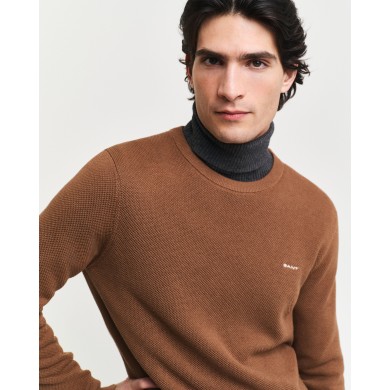 Cotton Piqué Crew Neck Sweater