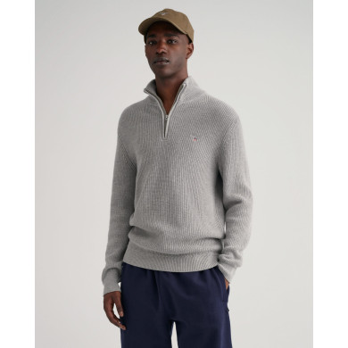 D2. COTTON WOOL RIB HALF ZIP