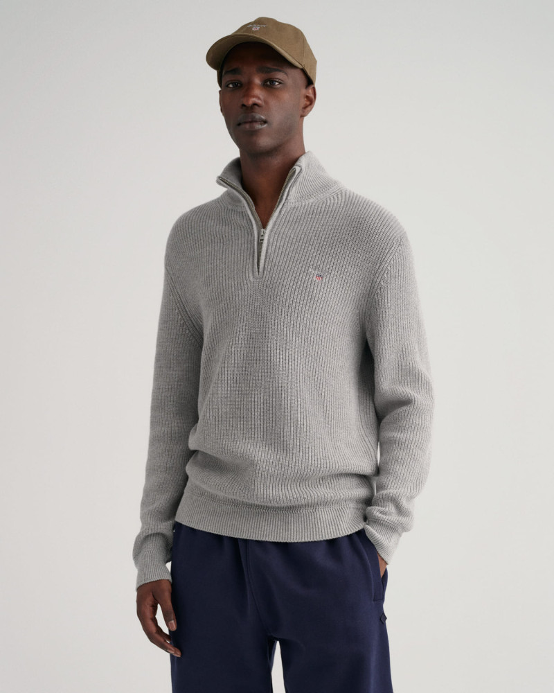 D2. COTTON WOOL RIB HALF ZIP