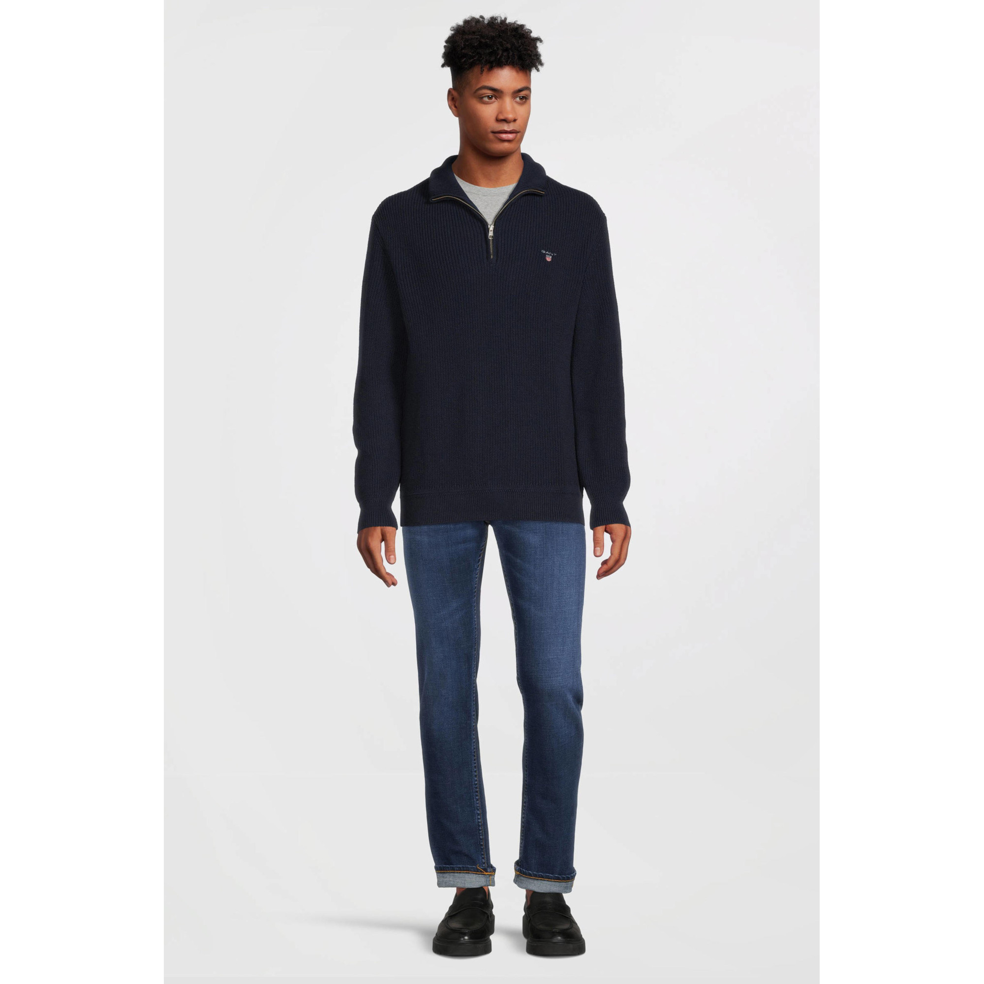 COTTON WOOL RIB HALF ZIP