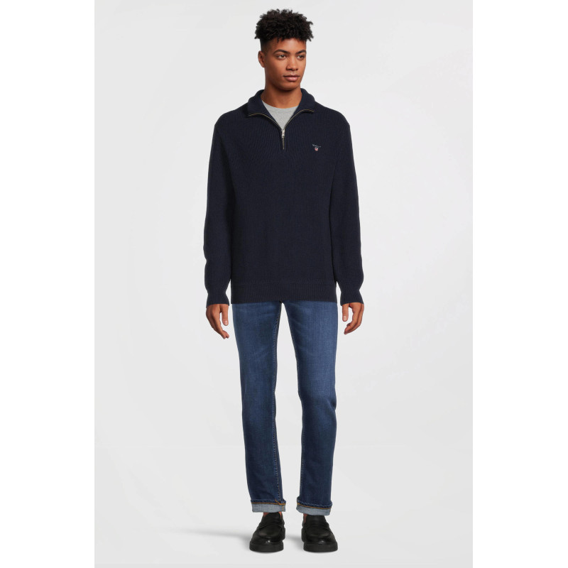 COTTON WOOL RIB HALF ZIP