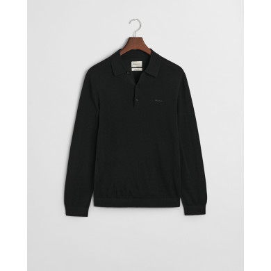 Pull façon polo en laine mérinos extrafine