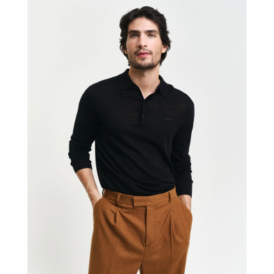 Pull façon polo en laine mérinos extrafine