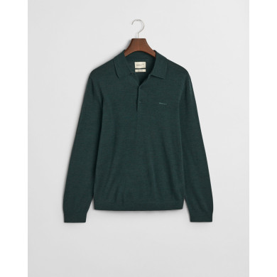 Pull façon polo en laine mérinos extrafine