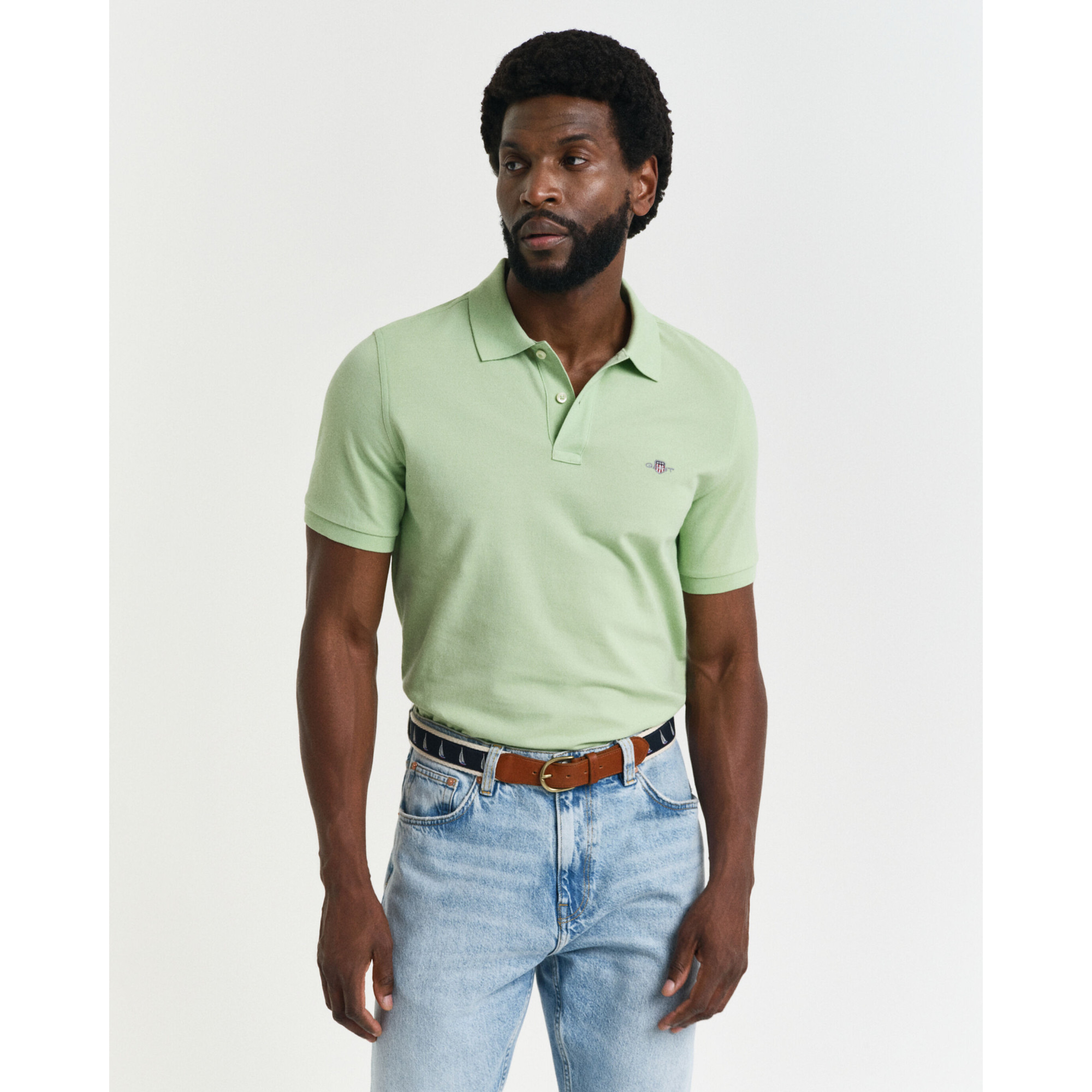 Polo Gant coupe régulière en coton vert clair Polo Gant coupe régulière en coton vert clair