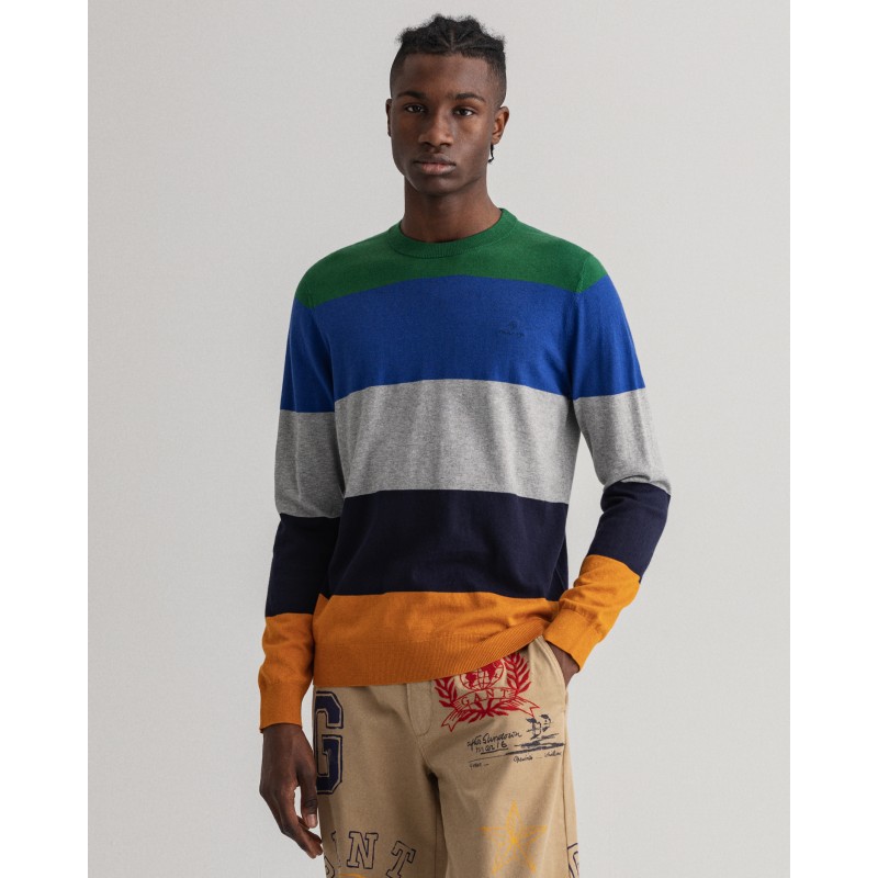 COTTON CASHMERE STRIPE C-NECK