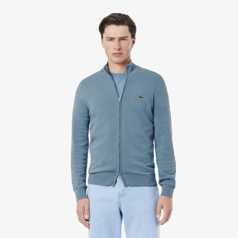 Pull zippé coton uni col montant Pull zippé coton uni col montant