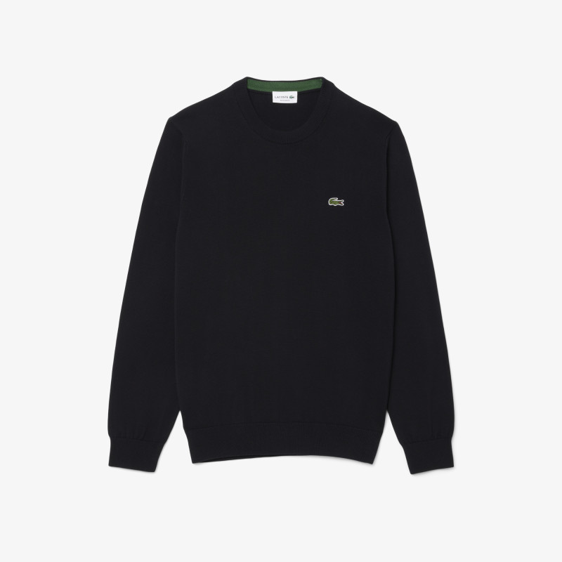 Pull coton uni col rond