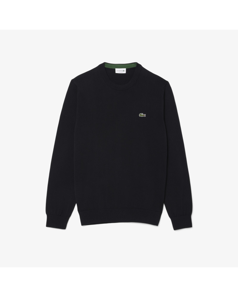 Pull coton uni col rond