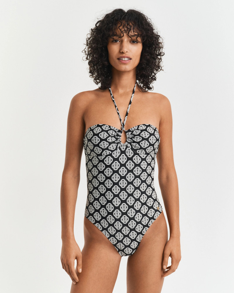 Maillot de bain à imprimé monogramme
